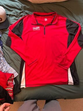 GoodLife Red & Black 1/4 ZipAthletic Pullover